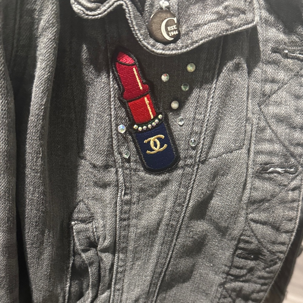 Embellished Gray Denim Jacket - Picture 4 of 4